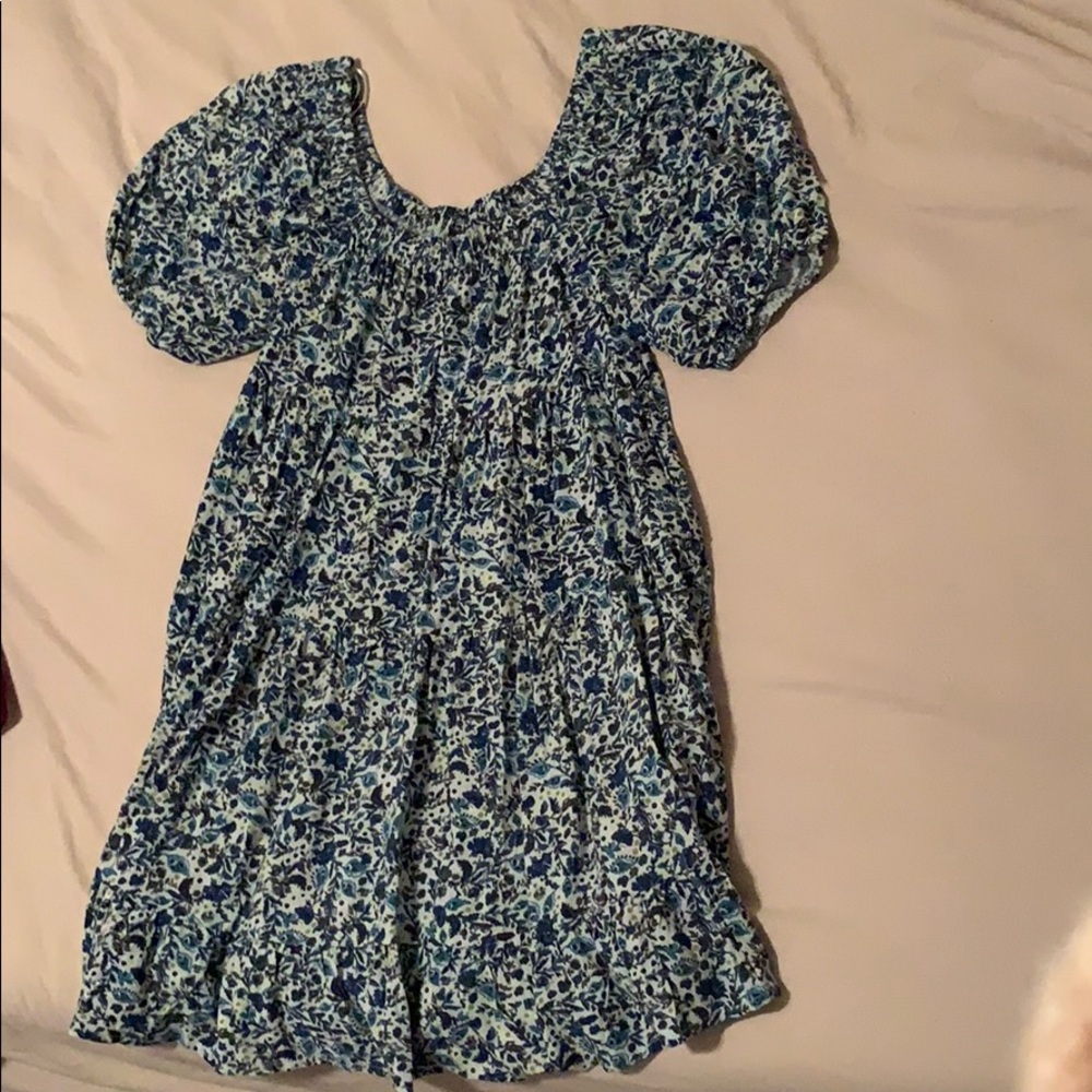 Blue floral mini dress